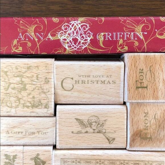 Anna Griffin Christmas Rubber Stamp Set W/ Ink Pad UNUSED - Picture 6 of 7